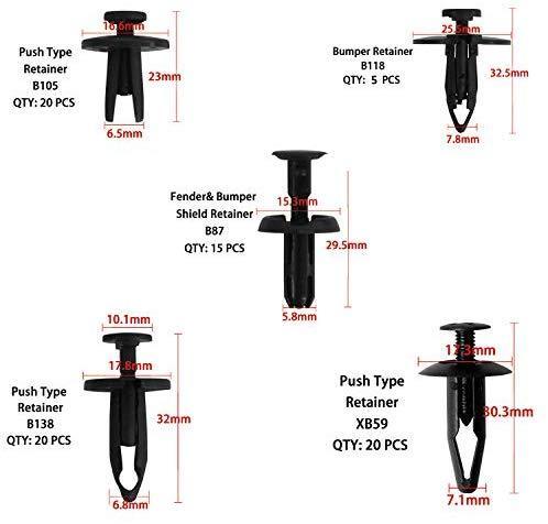 Auto Body Retainer Clips Plastic Fasteners Push Rivets Clips Set Tailgate Handle Rod Clip 19 MOST Popular Sizes Door Trim Panel Clips 460 PCS With 1 Plastic Fastener Remover For GM Ford Chevy Toyota